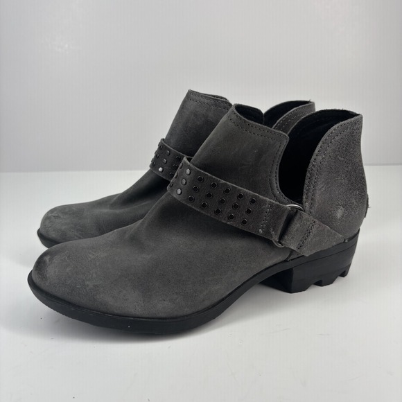 Sorel Shoes - Sorel Lolla II Women's US 7 Quarry‎ Grey Waterproof Leather Studded Ankle Boots